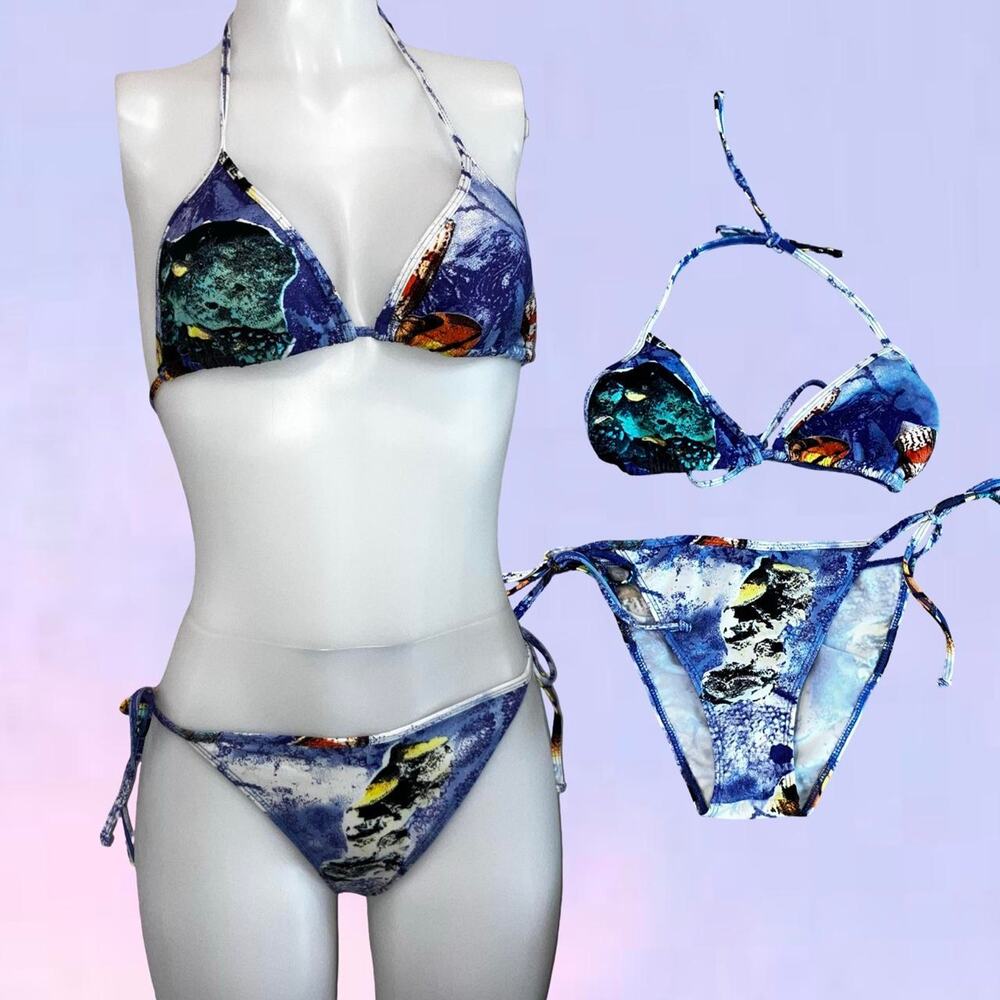 Vintage 90s y2k fish print bikini